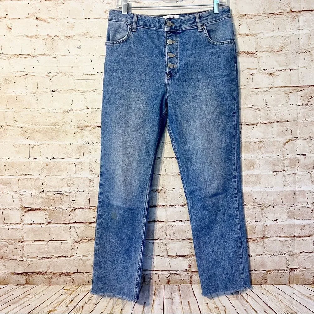 Miss Selfridge button fly high rise jeans